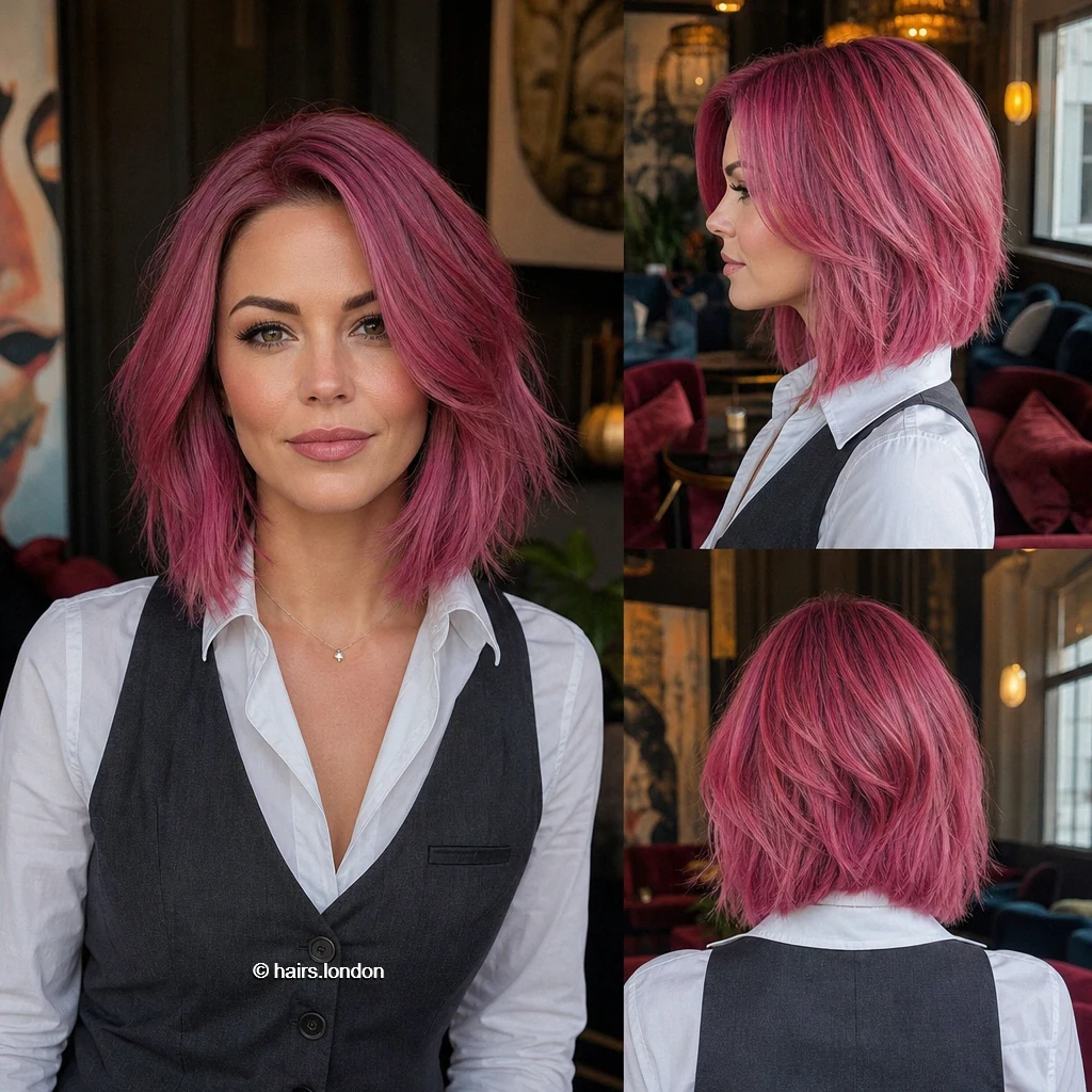 20 Pink Bob Haircuts, From Sleek Jawline Shapes to Tousled Lobs Rose Textured Bob