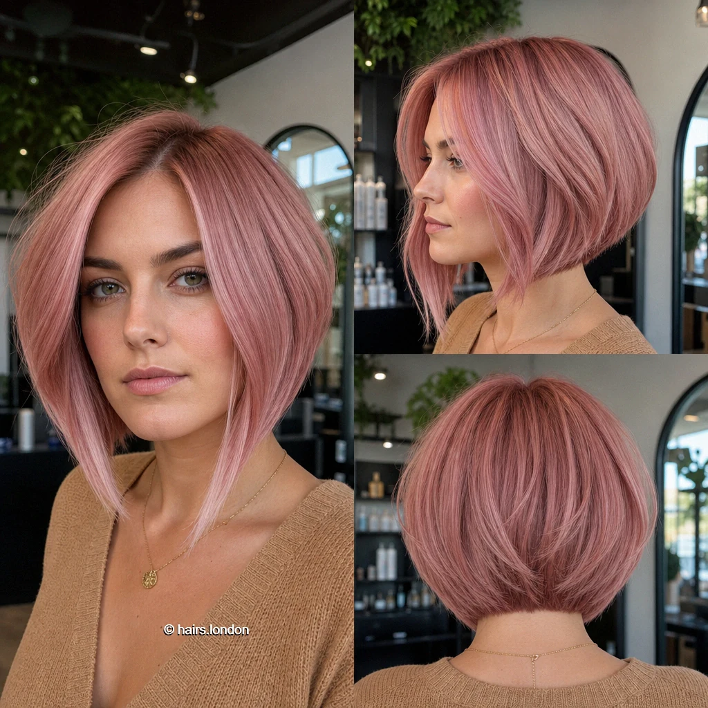 19 Purple Bob Haircut Ideas, From Sleek Lines to Soft Layers Rosepink Angled Bob