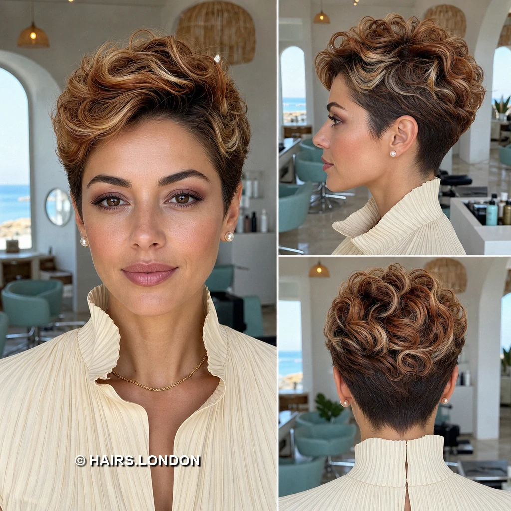 19 Highlighted Pixie Haircuts with Curls, Sweeps, and Tapered Napes Rosybeige Feathered Top