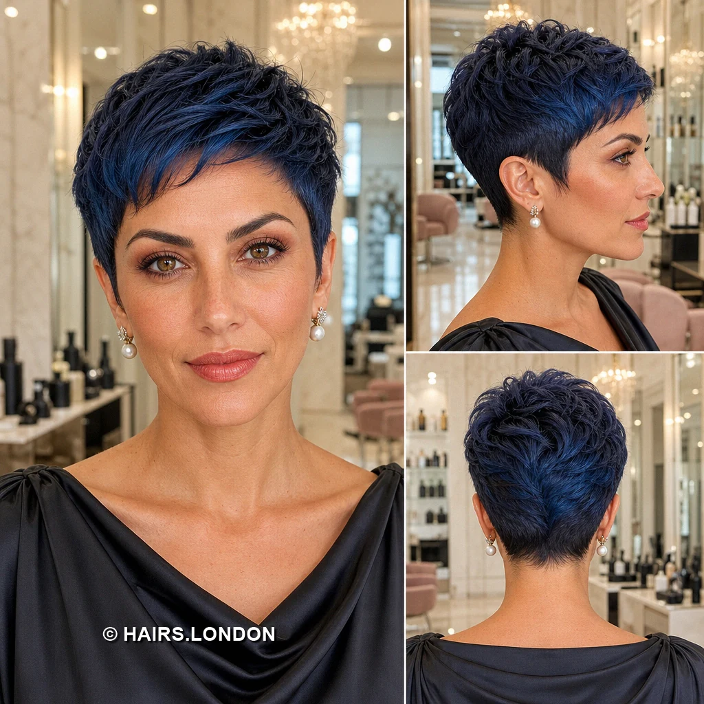 17 Blue Pixie Haircuts with Cobalt, Teal, Sapphire and Silver Color Royal Layered Pixie