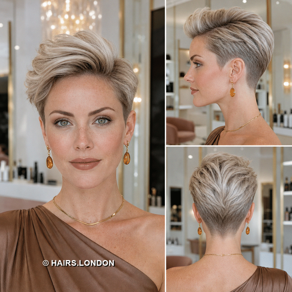 18 Chic Silver Pixie Haircuts with Modern Texture and Volume sculpted champagne silver