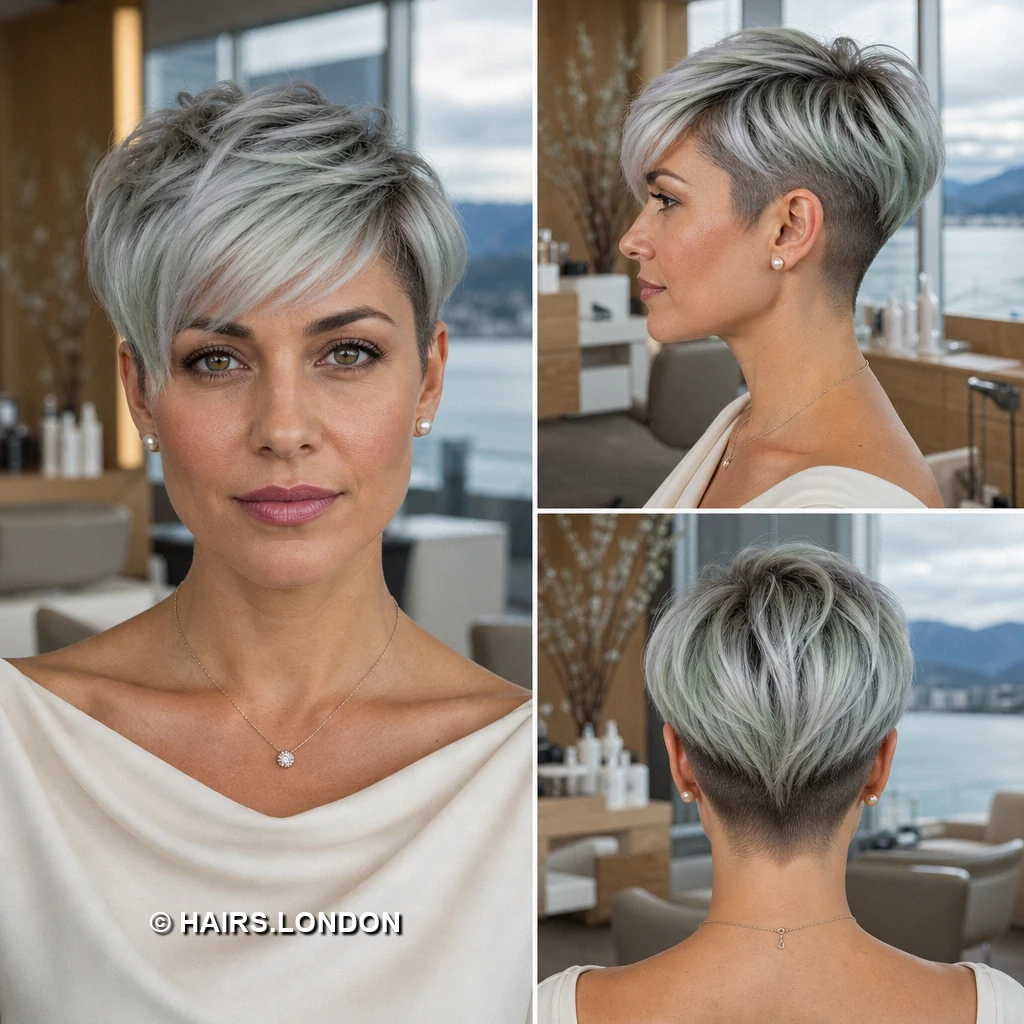 Cool-Toned Pixie Cuts: Six Ways to Wear Silver, Blue, and Lavender Silver Angled Taper