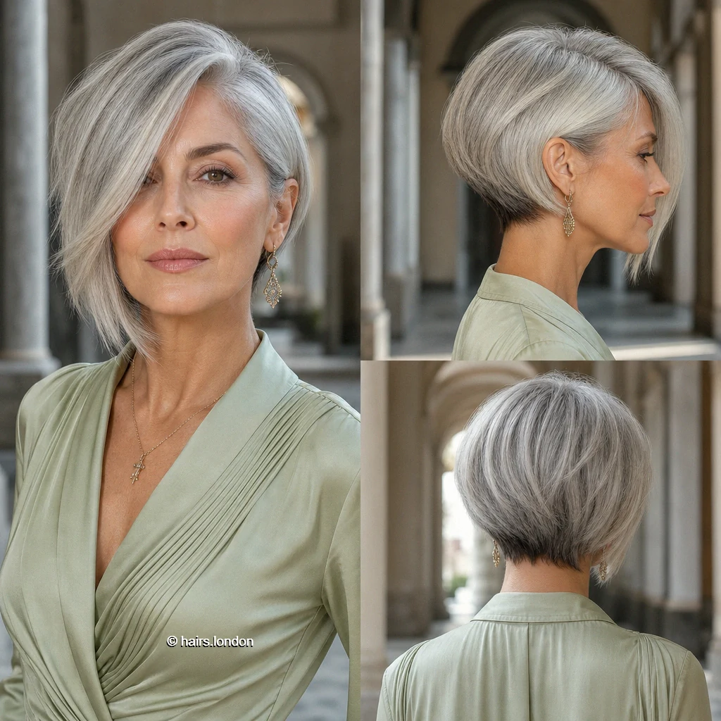 20 Bob Haircuts: Silver Layers, Sharp Lines and Angled Shapes Silver Asymmetrical Bob