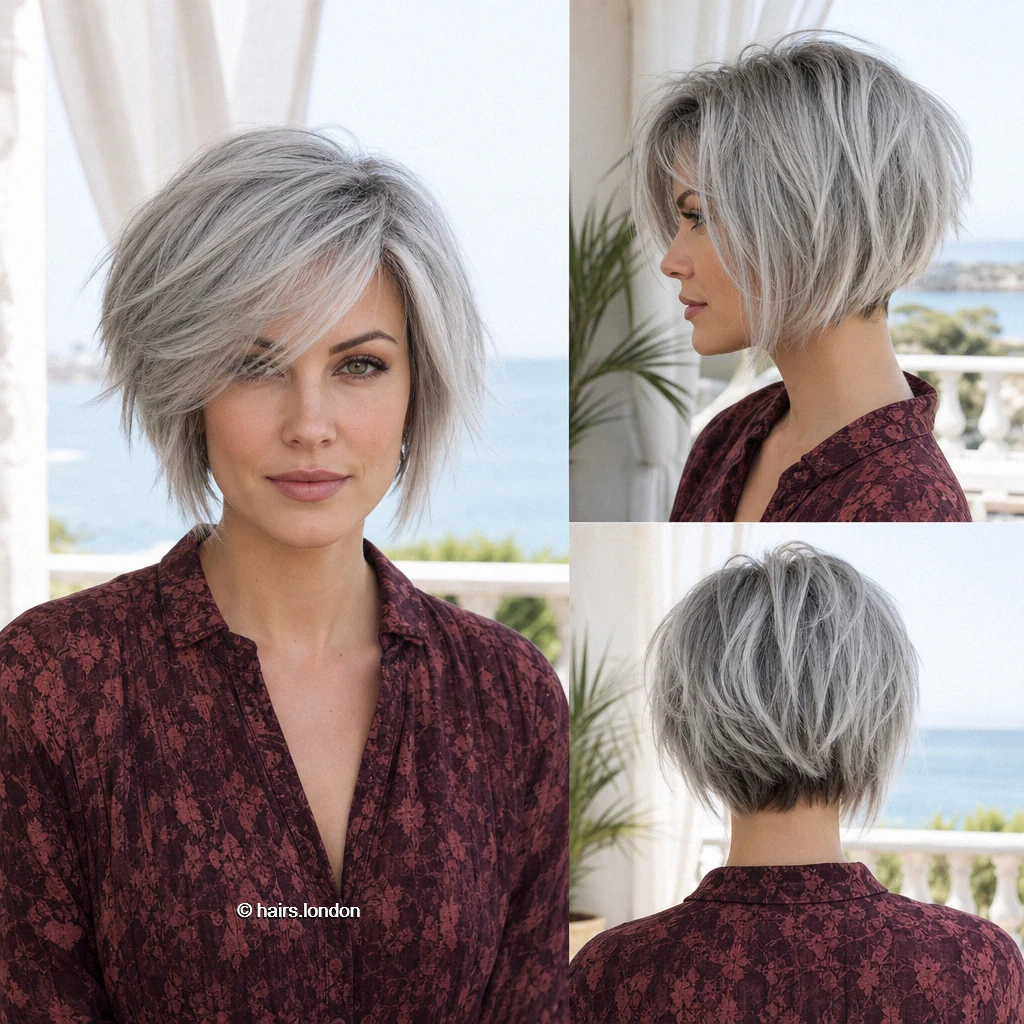 20 Bob Haircuts: Silver Layers, Sharp Lines and Angled Shapes Silver Choppy Bob