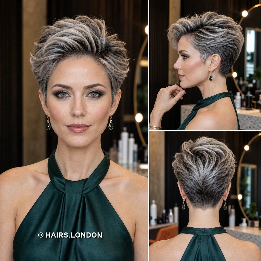 20 Silver Pixie Haircuts, From Defined Curls to Swept Quiffs Silver Choppy Crown