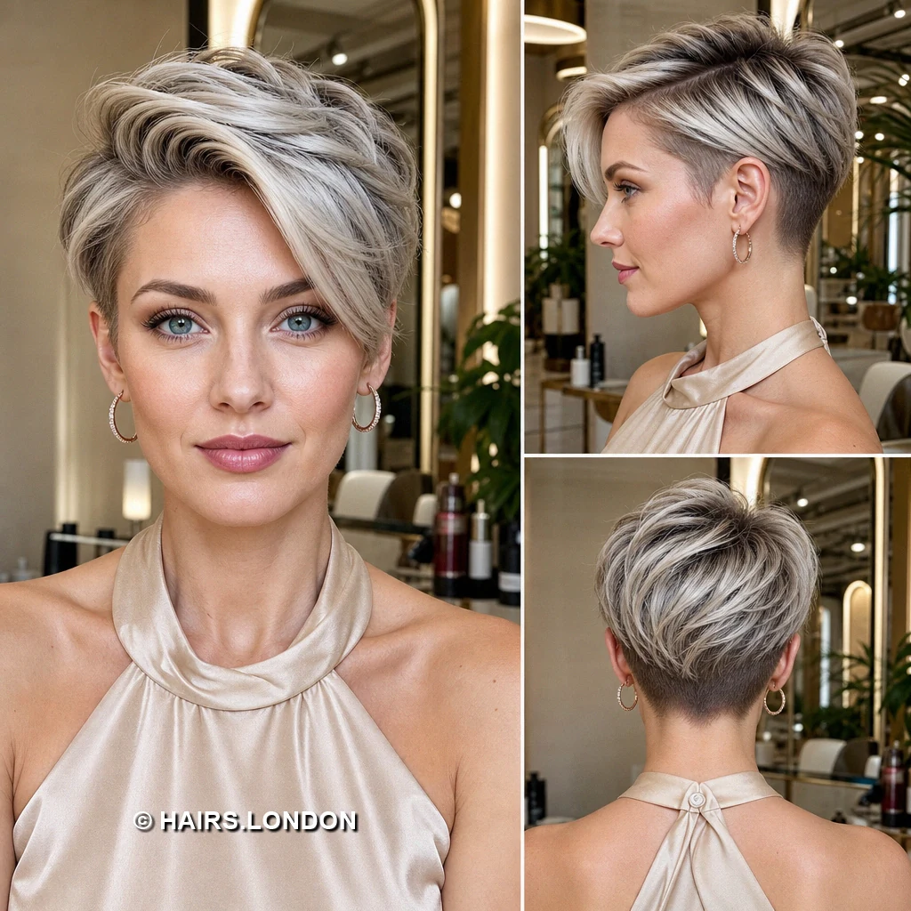 15 Silver Pixie Cuts With Sweeping Fringes, Soft Waves, and Defined Curls Silver Clustered Spirals