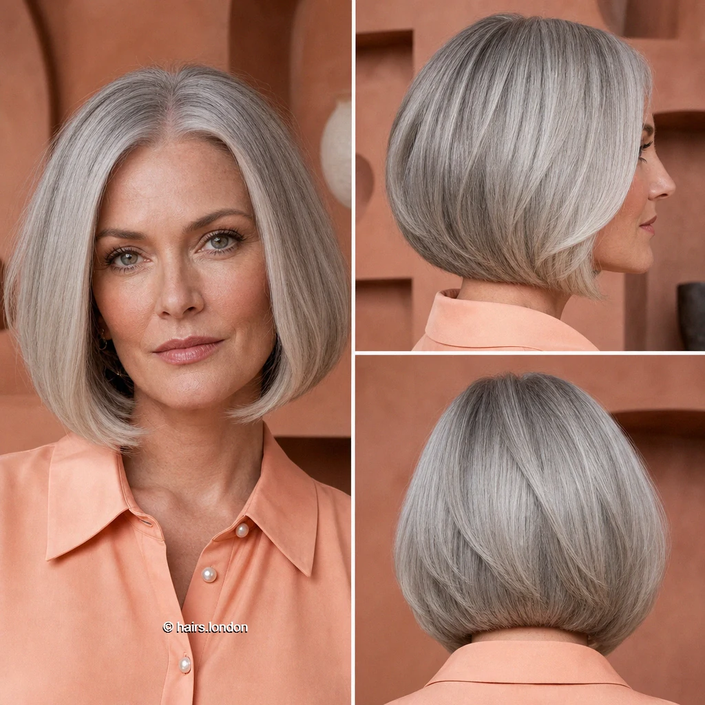 20 Bob Haircuts: Silver Layers, Sharp Lines and Angled Shapes Silver Curved Bob