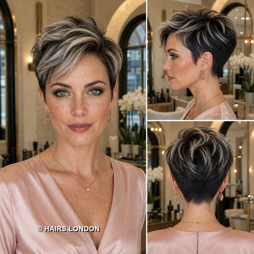 14 Silver Highlighted Pixie Cuts With Shape and Texture Silver Curved Contrast