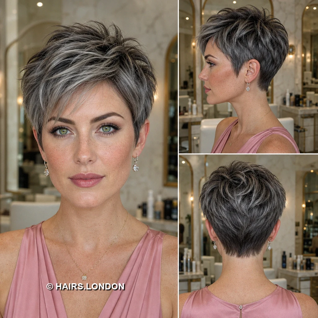 20 Silver Pixie Cuts With Dark Roots, From Soft Sweeps to Defined Curls Silver Defined Curly