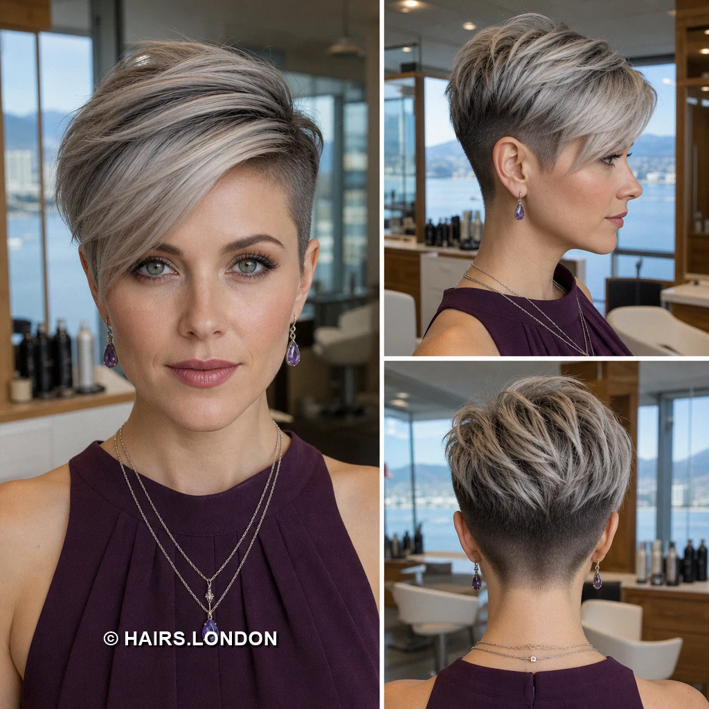 15 Silver Pixie Cuts With Sweeping Fringes, Soft Waves, and Defined Curls Silver Dense Ringlets