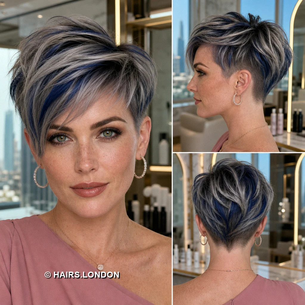 12 Pastel Pixie Cuts with Swept Fringes, Textured Crowns, and Tapered Napes Silver Featherfringe Pixie