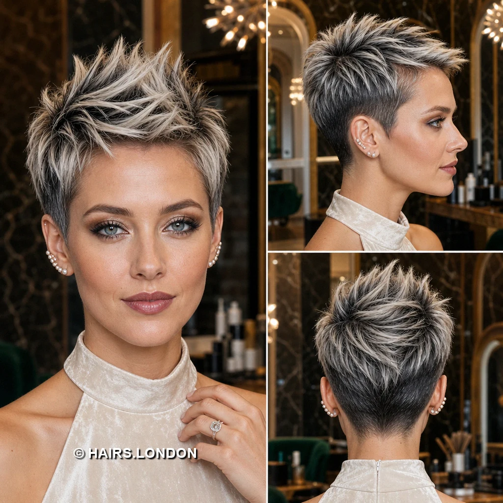 10 Textured Pixie Cuts with Highlights, from Silver to Soft Pastels Silver Jagged Pixie