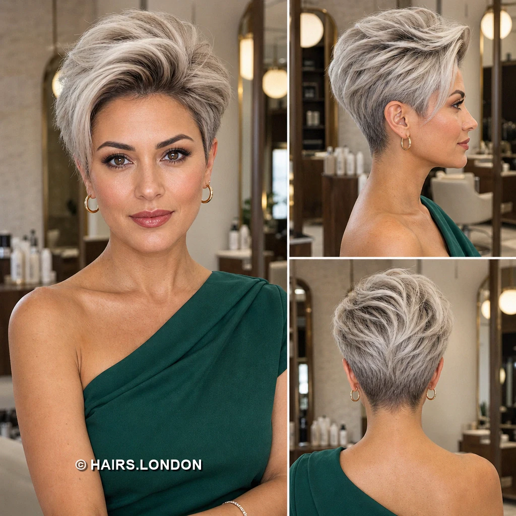 20 Silver Pixie Haircuts with Tapered Napes and Textured Crowns Silver Lifted Quiff