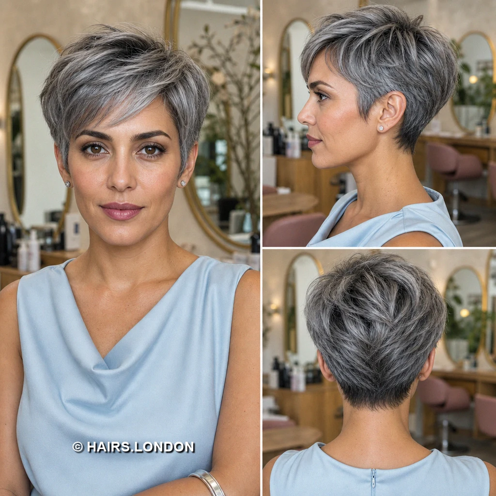 20 Silver Pixie Haircuts with Texture, Sweeping Fringes, and Tapered Napes Silver Light Fringe