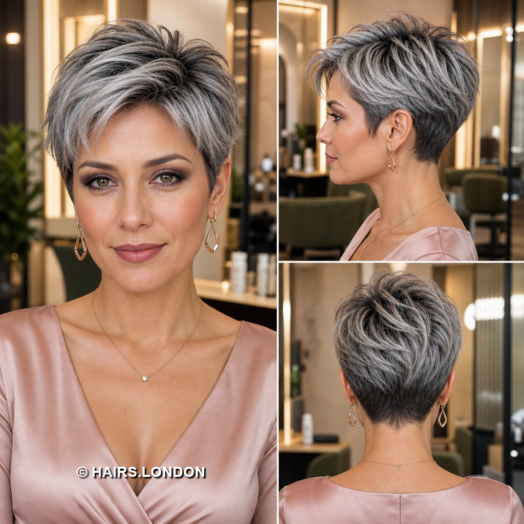 18 Gray Pixie Haircuts with Silver Waves Curls and Spiky Layers Silver Piecey Pixie