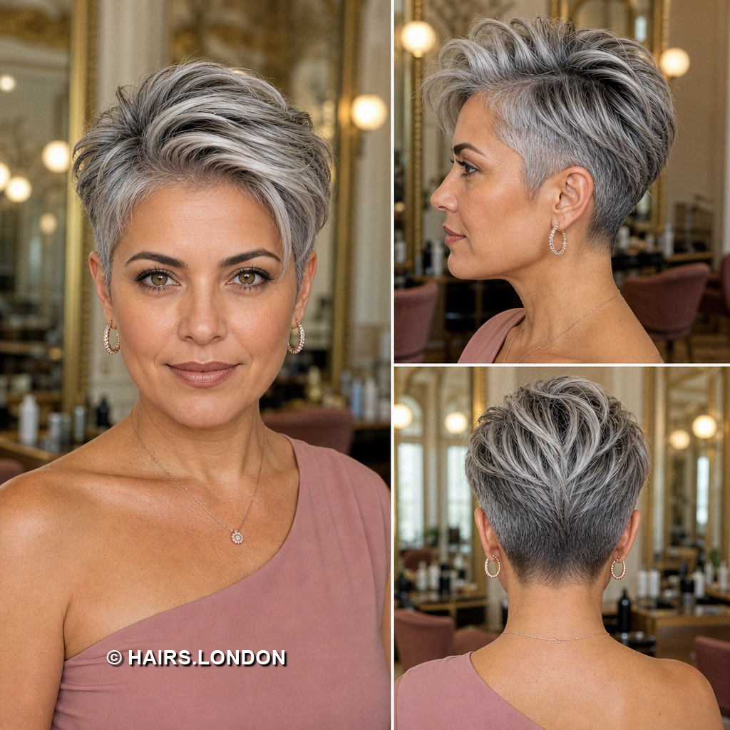 19 Silver Pixie Haircuts with Curly Crowns and Side Swept Fringes Silver Quiff Pixie