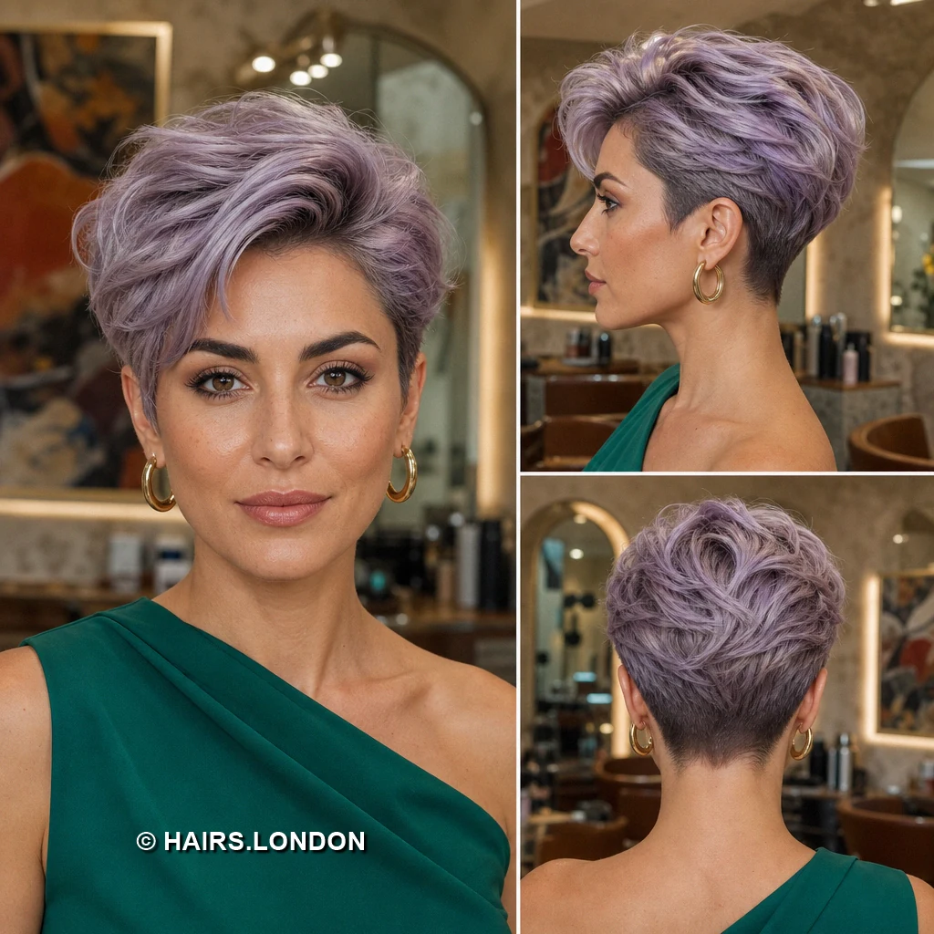 12 Lavender Pixie Haircuts with Swept Fringes and Textured Crowns Silver Raised Pixie
