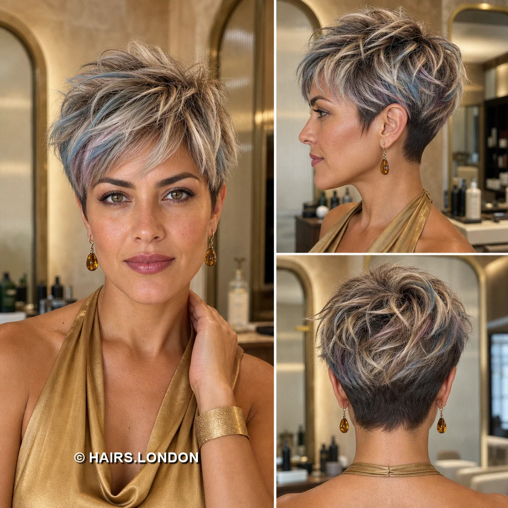 21 Silver Pixie Haircuts with Texture, Sweeping Fringes and Tapered Napes Silver Rolled Crop