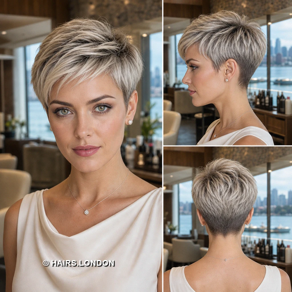 18 Silver Pixie Haircuts with Swept Fringes, Soft Waves, and Textured Crowns Silver Rolled Quiff