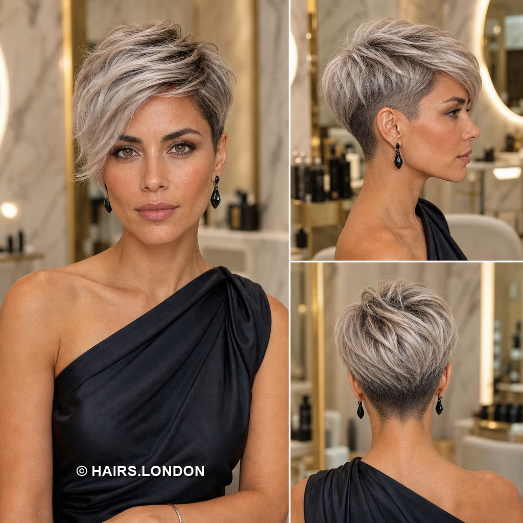 18 Silver Pixie Haircuts with Swept Fringes, Soft Waves, and Textured Crowns Silver Rounded Fringe
