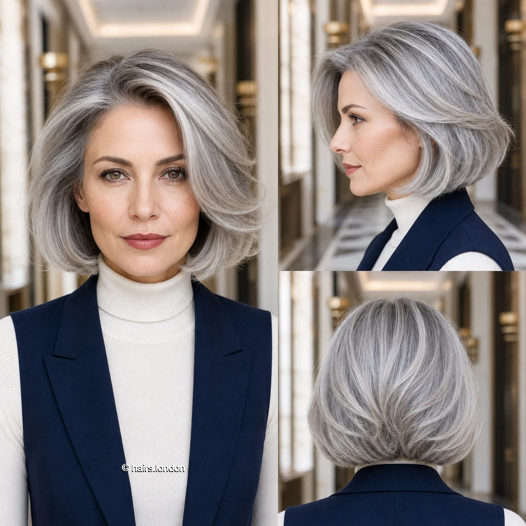 15 Silver Bob Haircuts, From Sleek Angles to Soft Layers Silver Rounded Layers