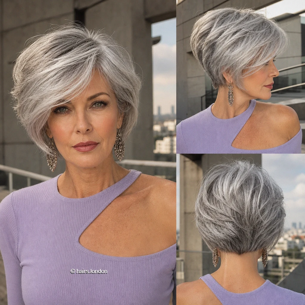 20 Bob Haircuts: Silver Layers, Sharp Lines and Angled Shapes Silver Sculpted Bob