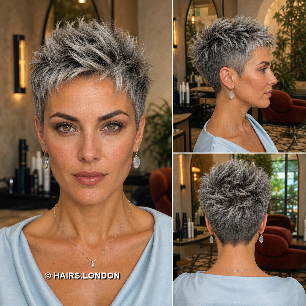 18 Gray Pixie Haircuts with Silver Waves Curls and Spiky Layers Silver Spiky Pixie