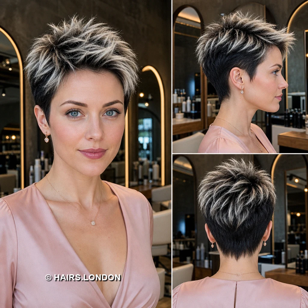 14 Silver Highlighted Pixie Cuts With Shape and Texture Silver Spiky Taper