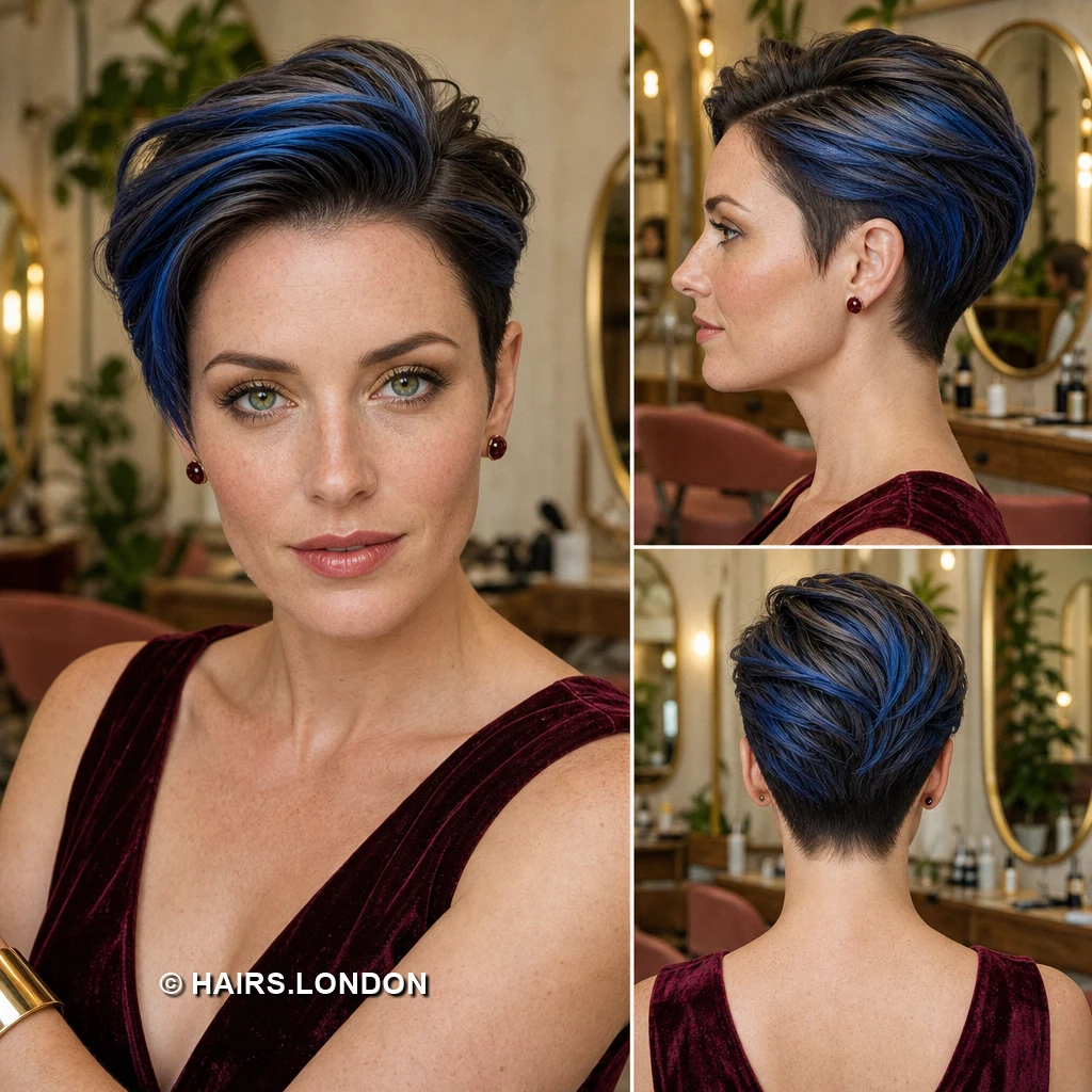 19 Blue Pixie Haircuts, From Cobalt Sweeps to Teal and Silver Layers Silver Streaked Pixie