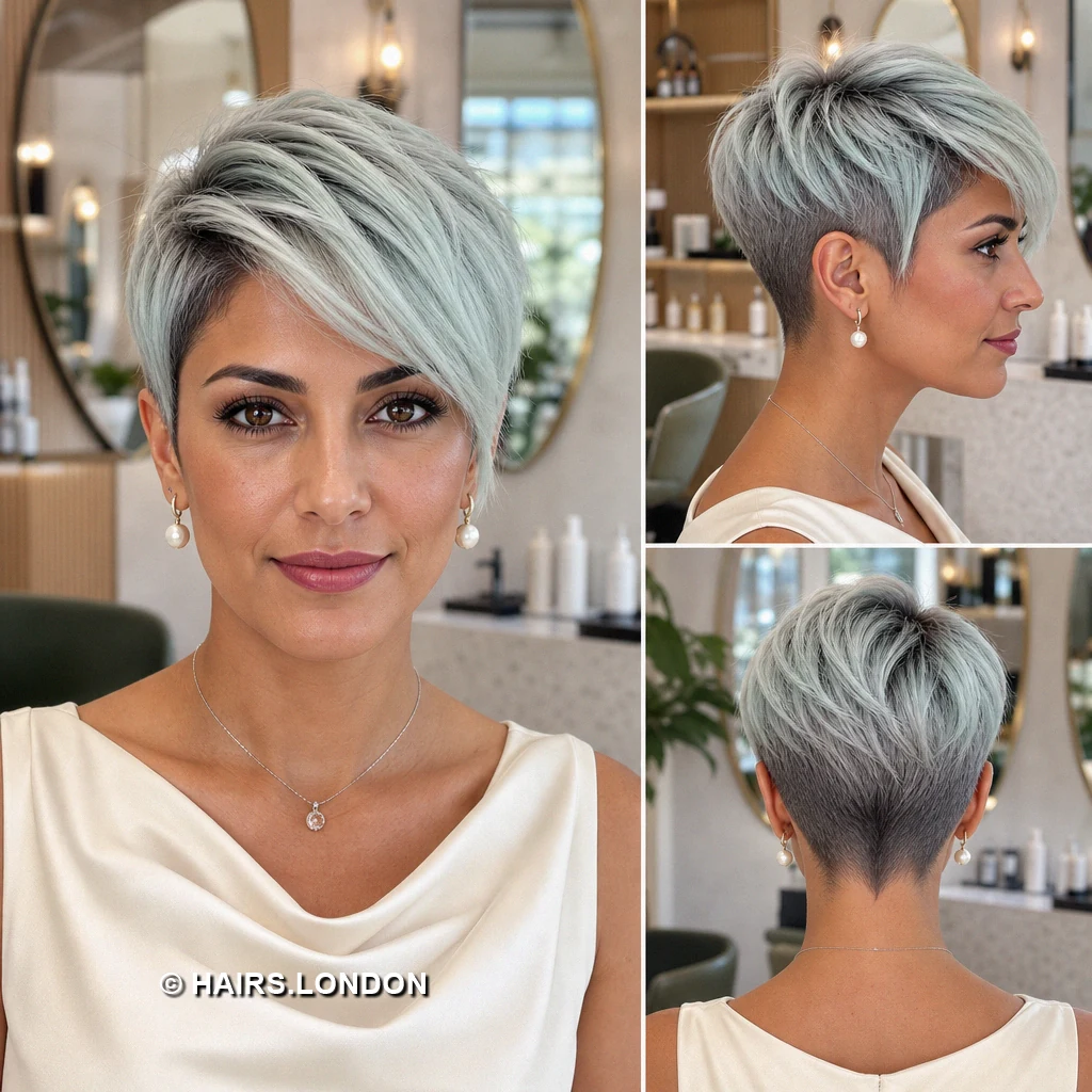 Cool-Toned Pixie Cuts: Six Ways to Wear Silver, Blue, and Lavender Silver Sweeping Taper
