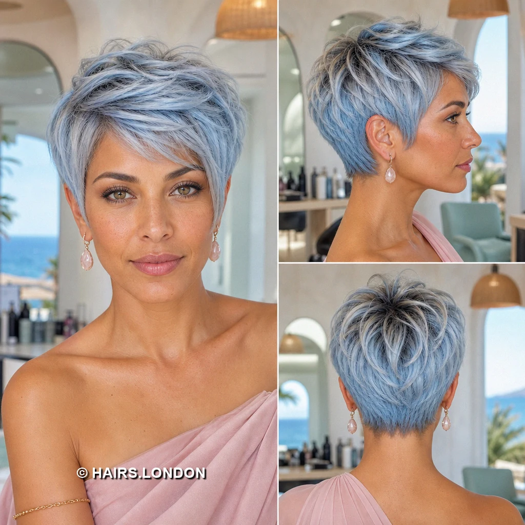 15 Pastel Pixie Haircuts with Tapered Napes and Textured Crowns Silver Swooping Pixie