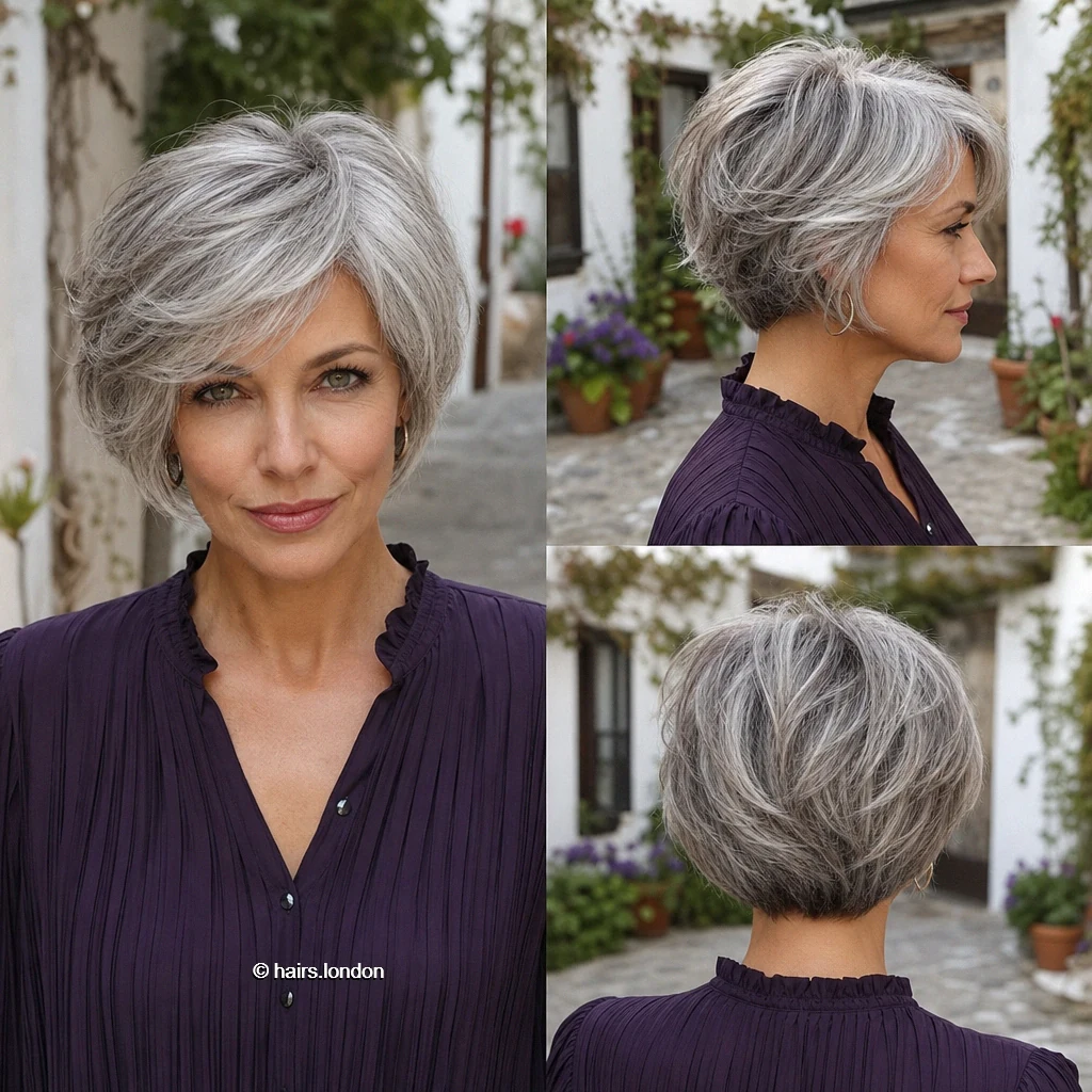 20 Bob Haircuts: Silver Layers, Sharp Lines and Angled Shapes Silver Textured Bob