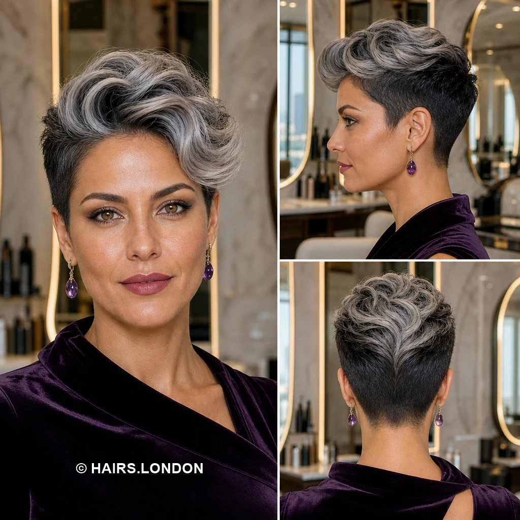 12 Short Pixie Haircuts with Color, Texture, and Shape Silver Waved Taper