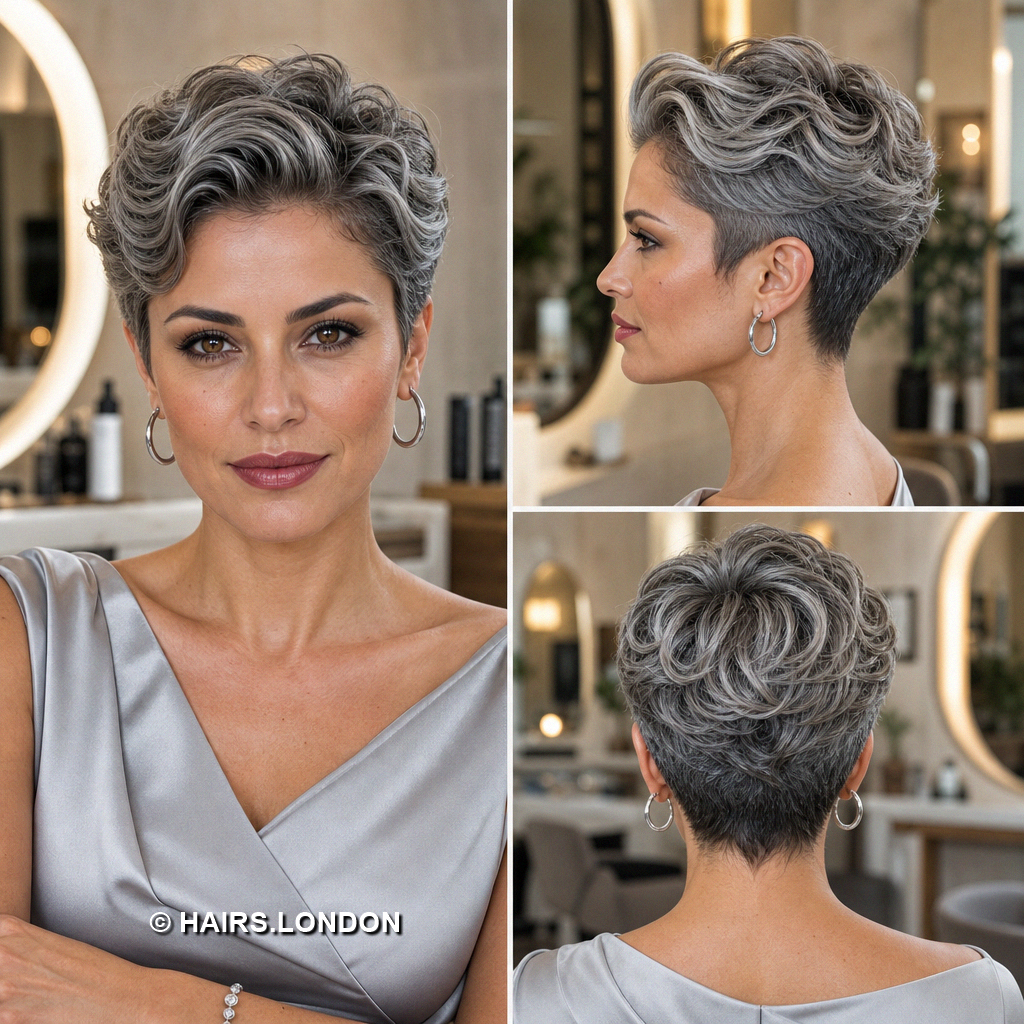 18 Gray Pixie Haircuts with Silver Waves Curls and Spiky Layers Silver Wavy Pixie