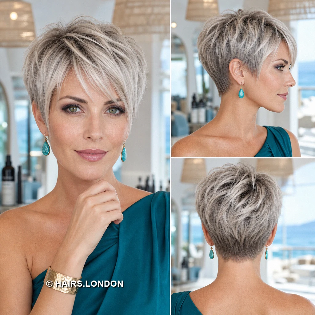 19 Silver Pixie Haircuts With Swept Fringes and Tapered Napes Silver Wavy Taper