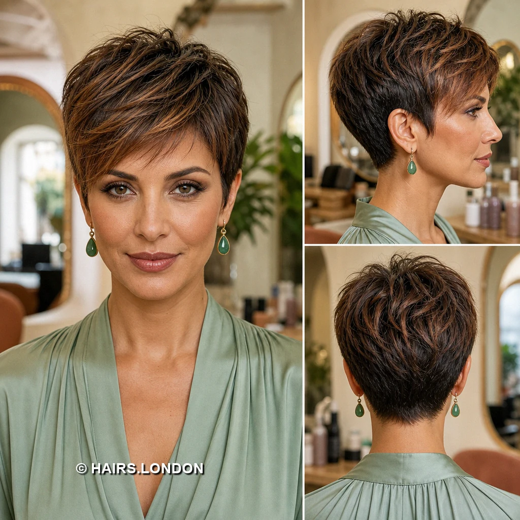 19 Highlighted Pixie Haircuts with Curls, Sweeps, and Tapered Napes Silverbeige Feathered Layers