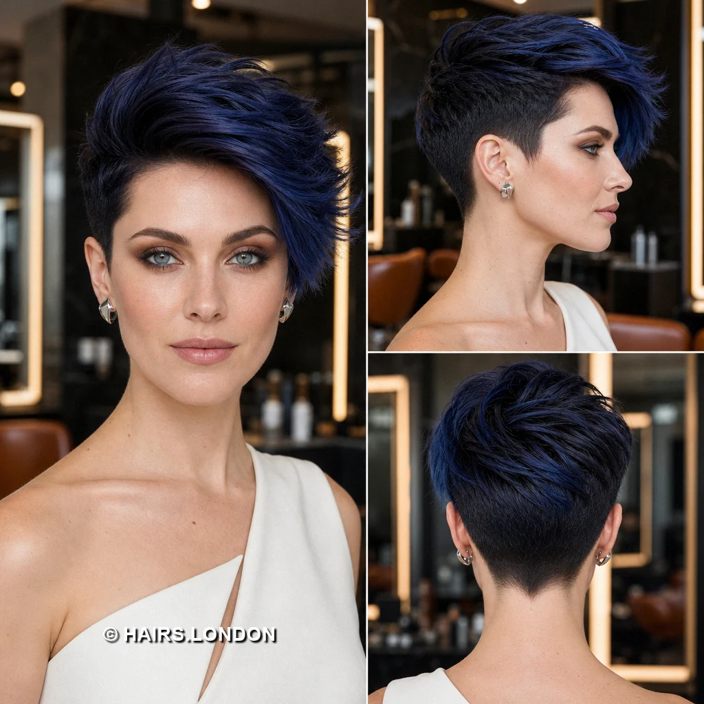 17 Blue Pixie Haircuts with Sweeping Fringes, Textured Crowns and Tapered Napes Silverblue Ribbon Pixie