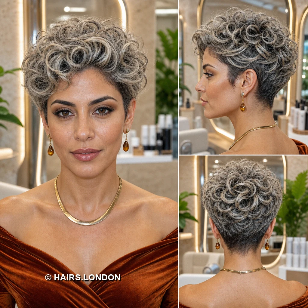 15 Silver Pixie Cuts With Sweeping Fringes, Soft Waves, and Defined Curls Smoky Sweptback Pixie