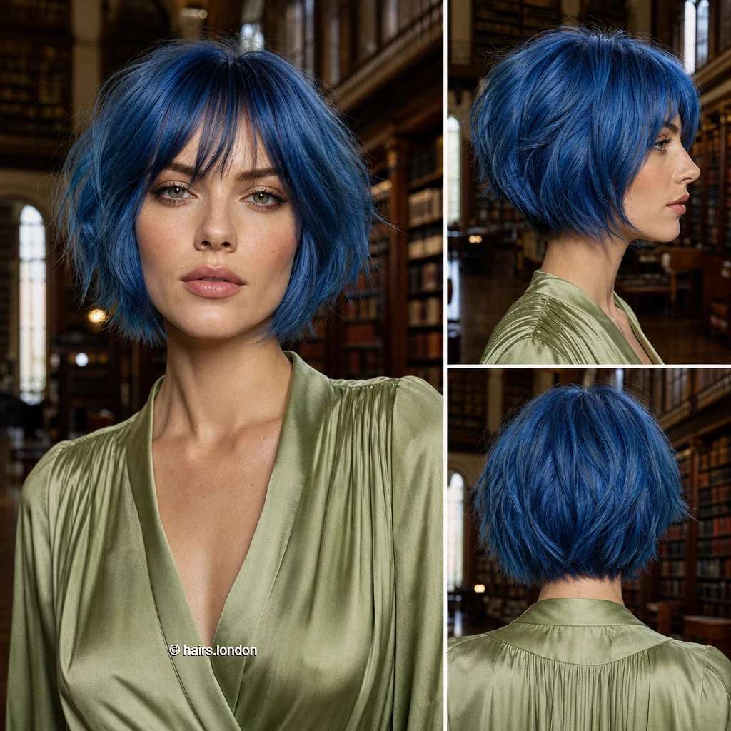 Steelblue Shaggy Bob