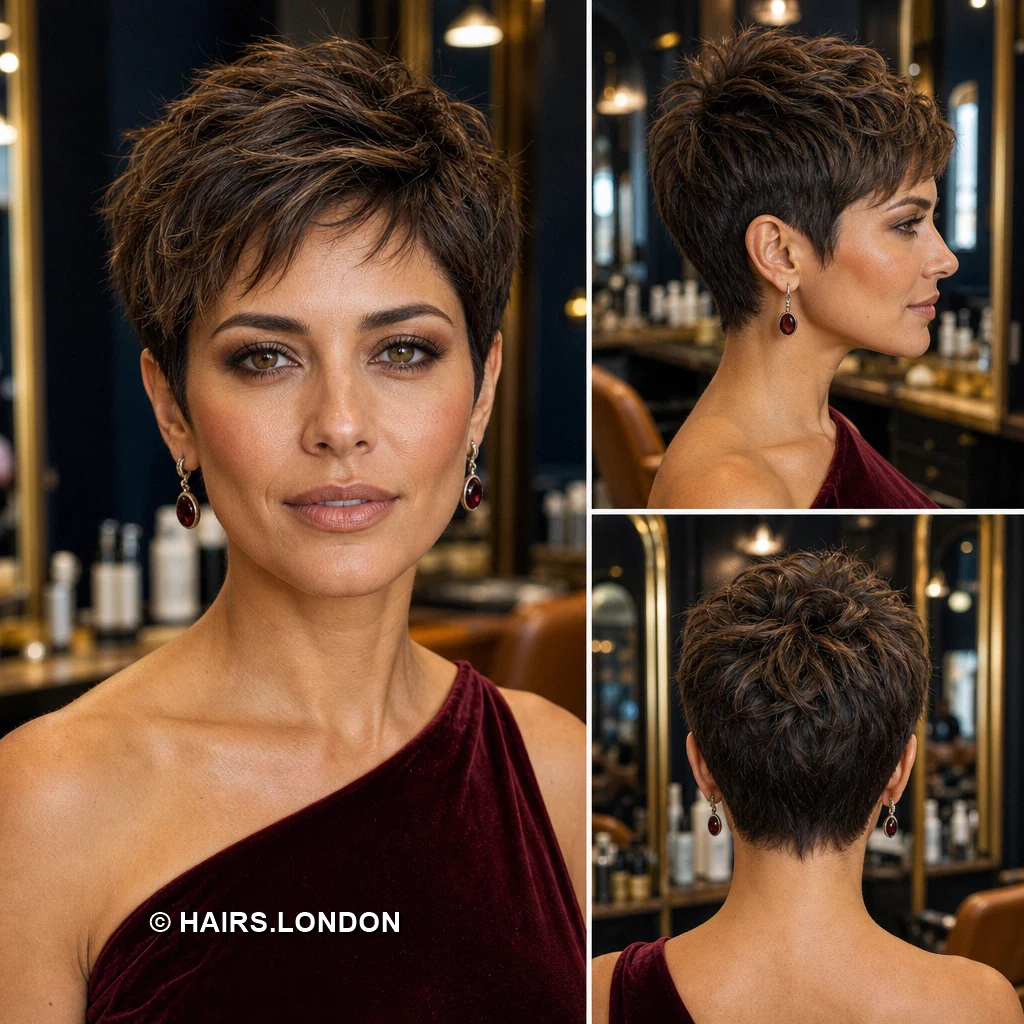 19 Highlighted Pixie Haircuts with Shape, Texture, and Lift Taupe Fine Spikes
