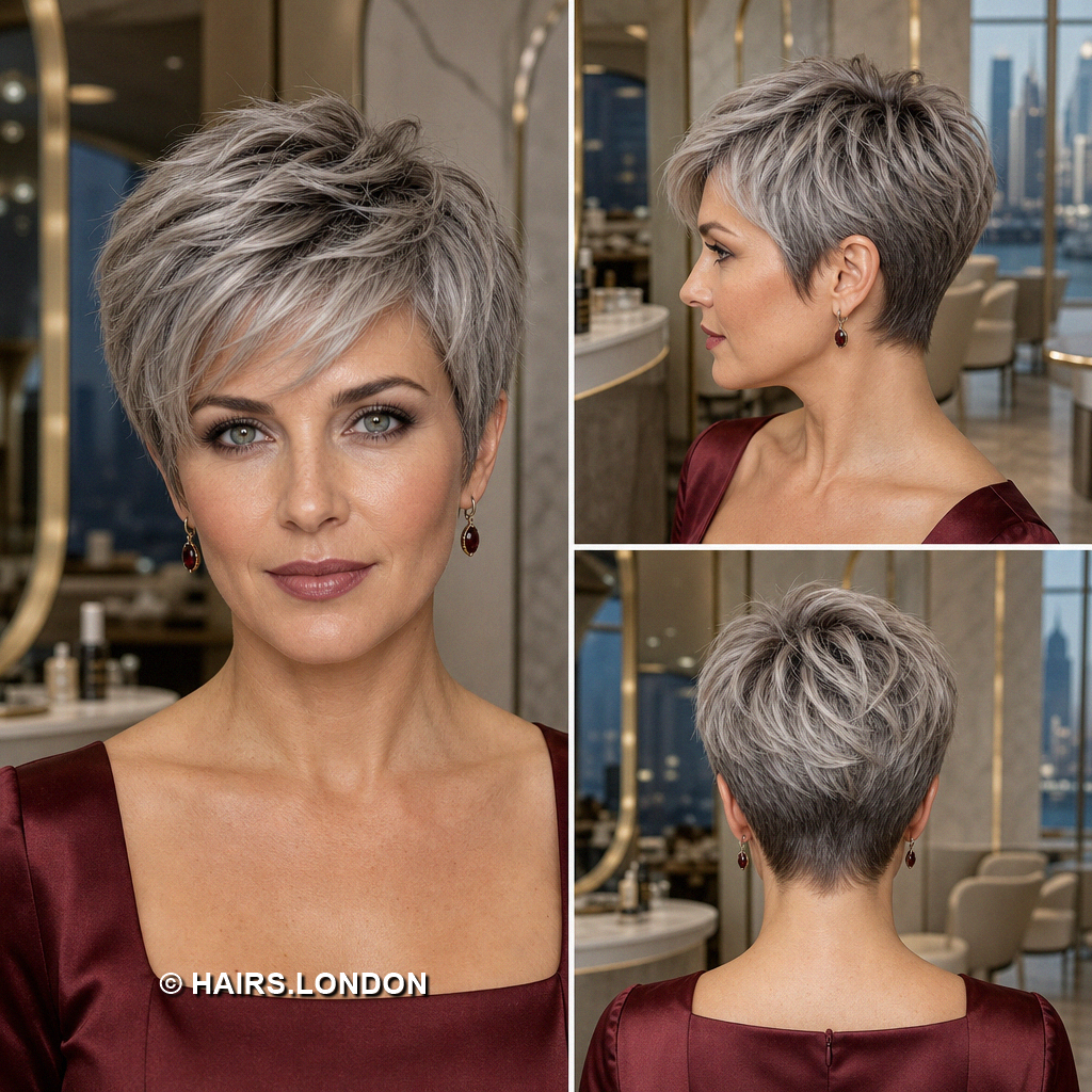 19 Silver Pixie Haircuts with Curly Crowns and Side Swept Fringes Taupe Layered Pixie