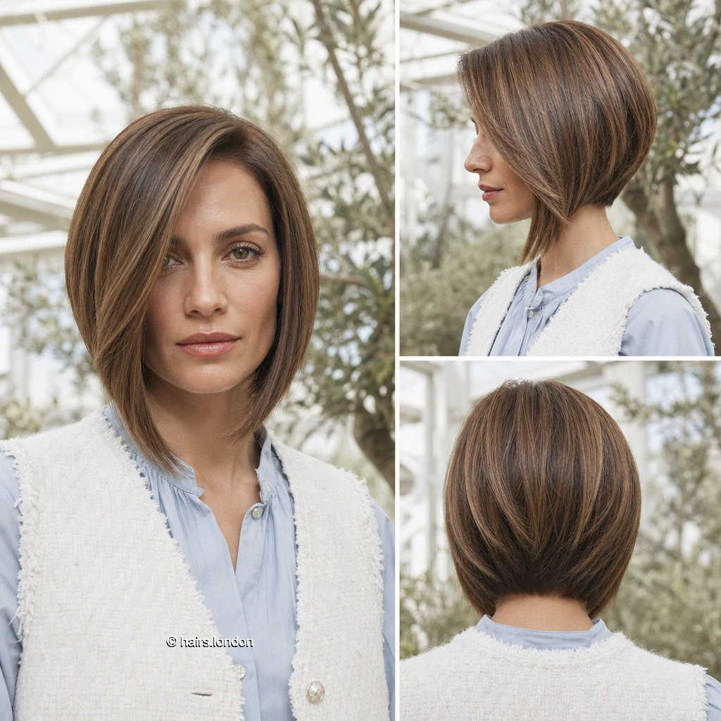 20 Bob Haircuts: Angled, Graduated and Textured Ideas Taupe Sweeping Bob