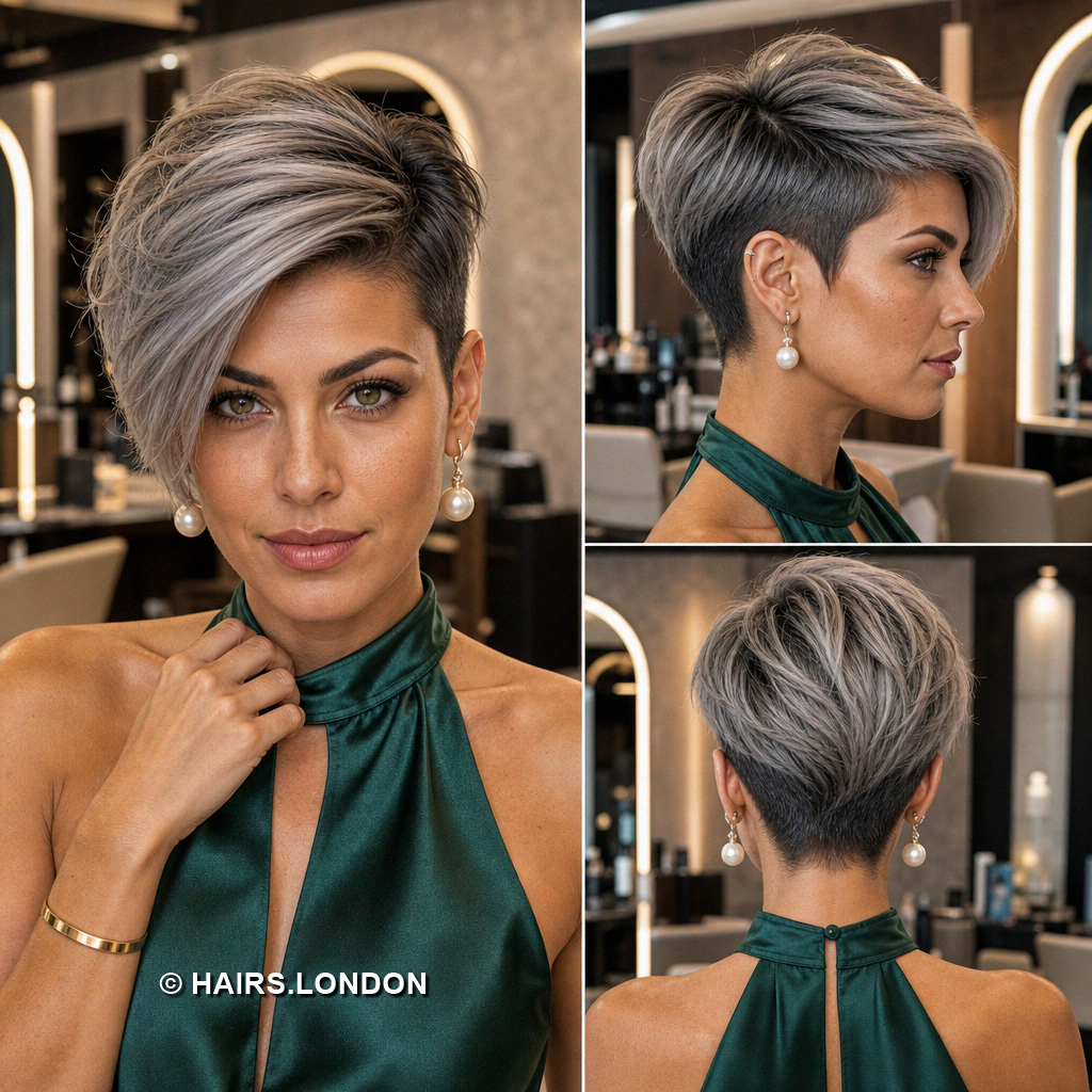 19 Silver Pixie Haircuts with Curly Crowns and Side Swept Fringes Taupe Swept Pixie