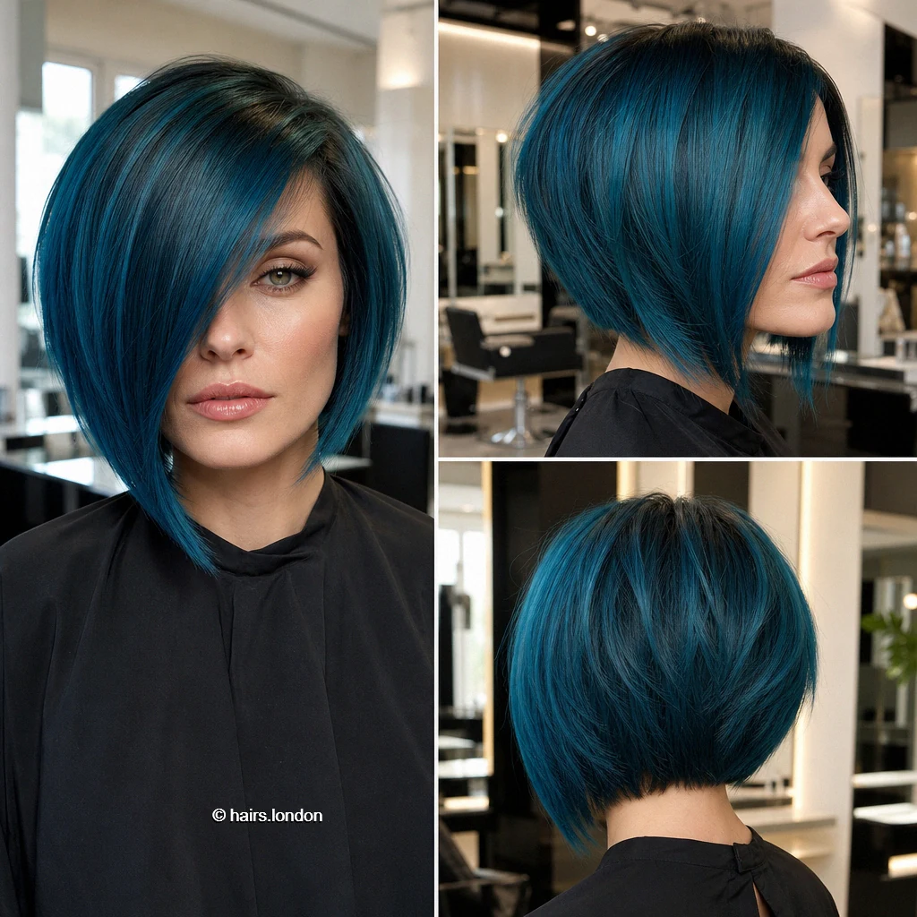 Teal Angled Bob