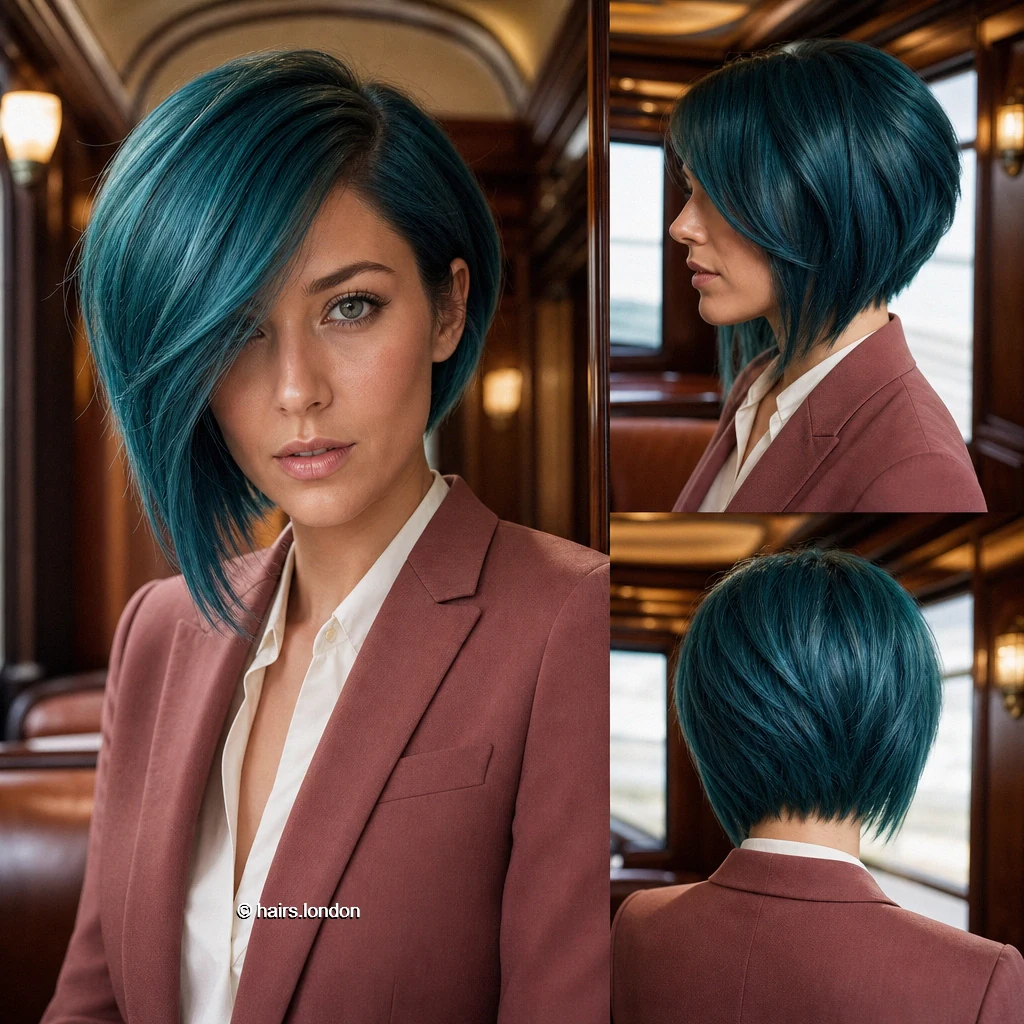 Teal Angled Bob