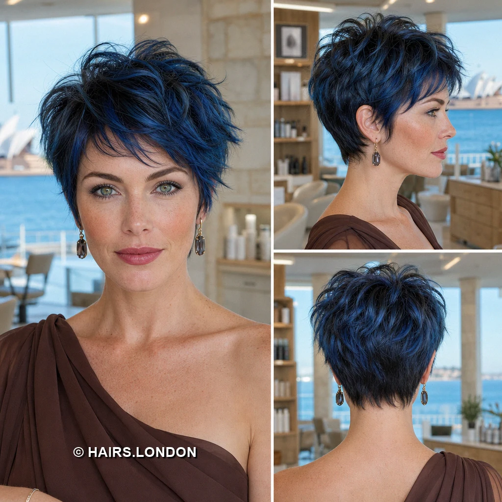 19 Blue Pixie Haircuts with Texture, Swept Fringes, and Teal Details Teal Asymmetric Pixie