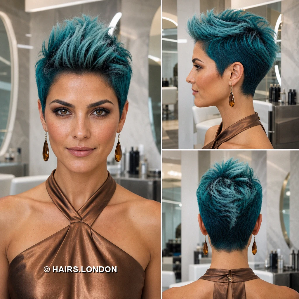 19 Teal Pixie Haircuts With Curls, Texture, and Sculpted Height Teal Asymmetric Pixie