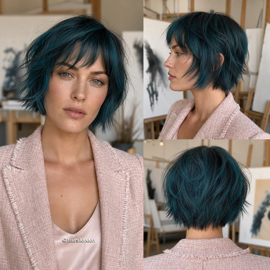Teal Choppy Bob