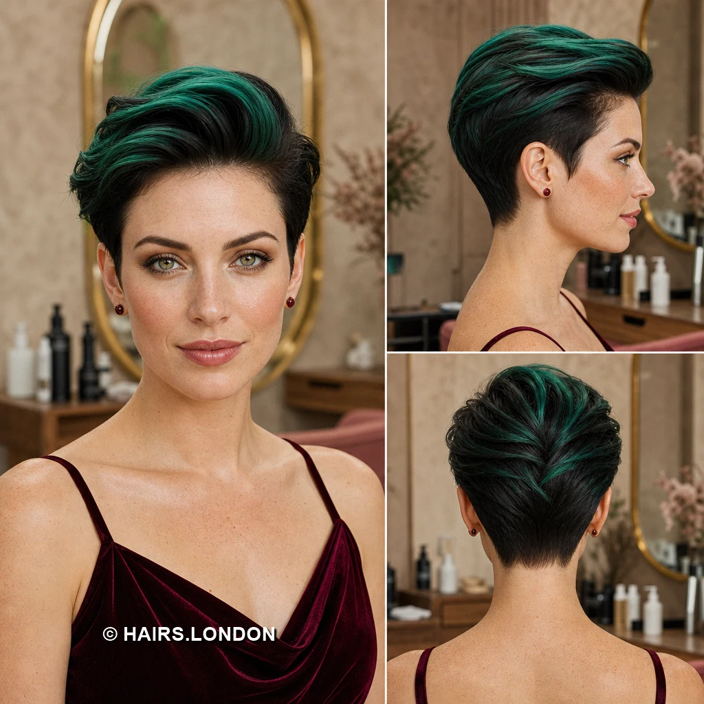 20 Teal Pixie Haircuts, from Spiky Crops to Swept Styles Teal Diagonal Pixie