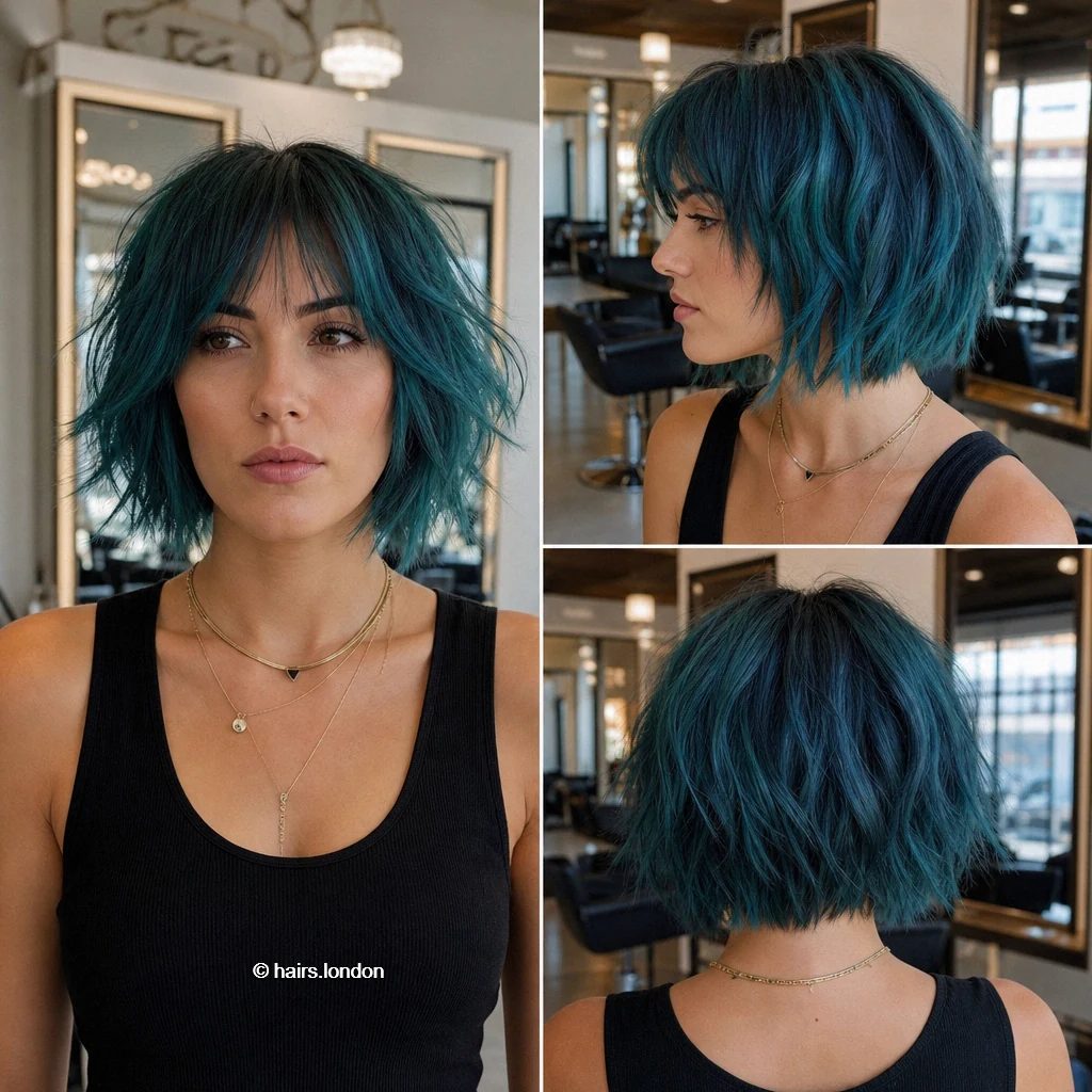 Teal Fringe Bob